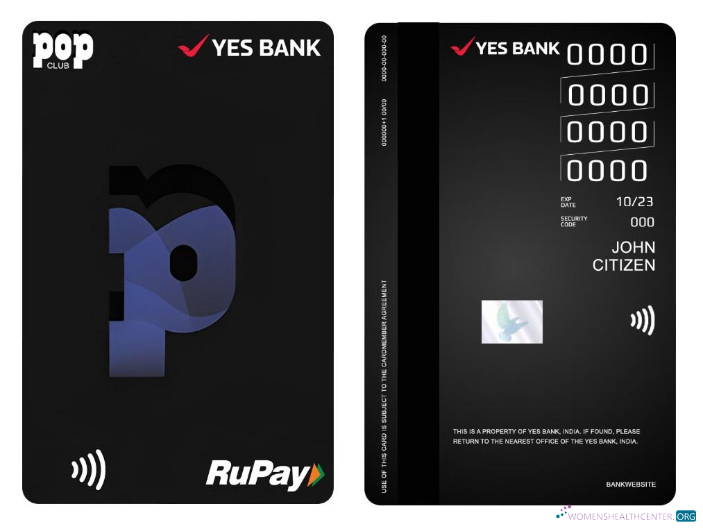 Download India YES Bank POP Club RuPay vertical credit card Photoshop template